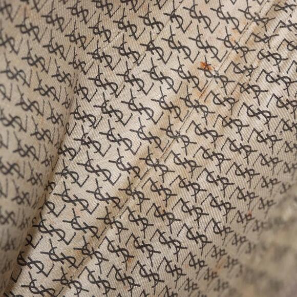 SAINT LAURENT Clutch Bag PVC Leather Beige Gray Auth bs31751